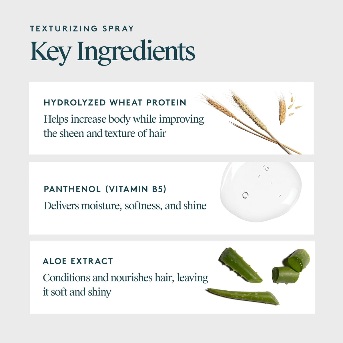 VIRTUE Texturizing Spray on hair finish highlights natural shine and defined texture.