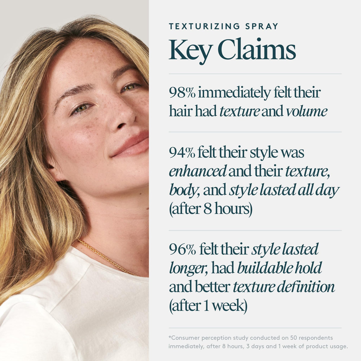VIRTUE Texturizing Spray shine-detail reveals luminous, healthy-looking hair.