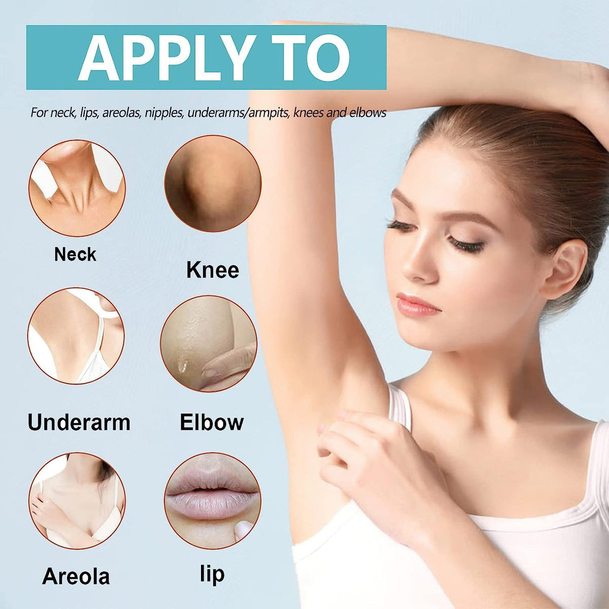 Elbows and knees receive deep hydration for smoother texture.