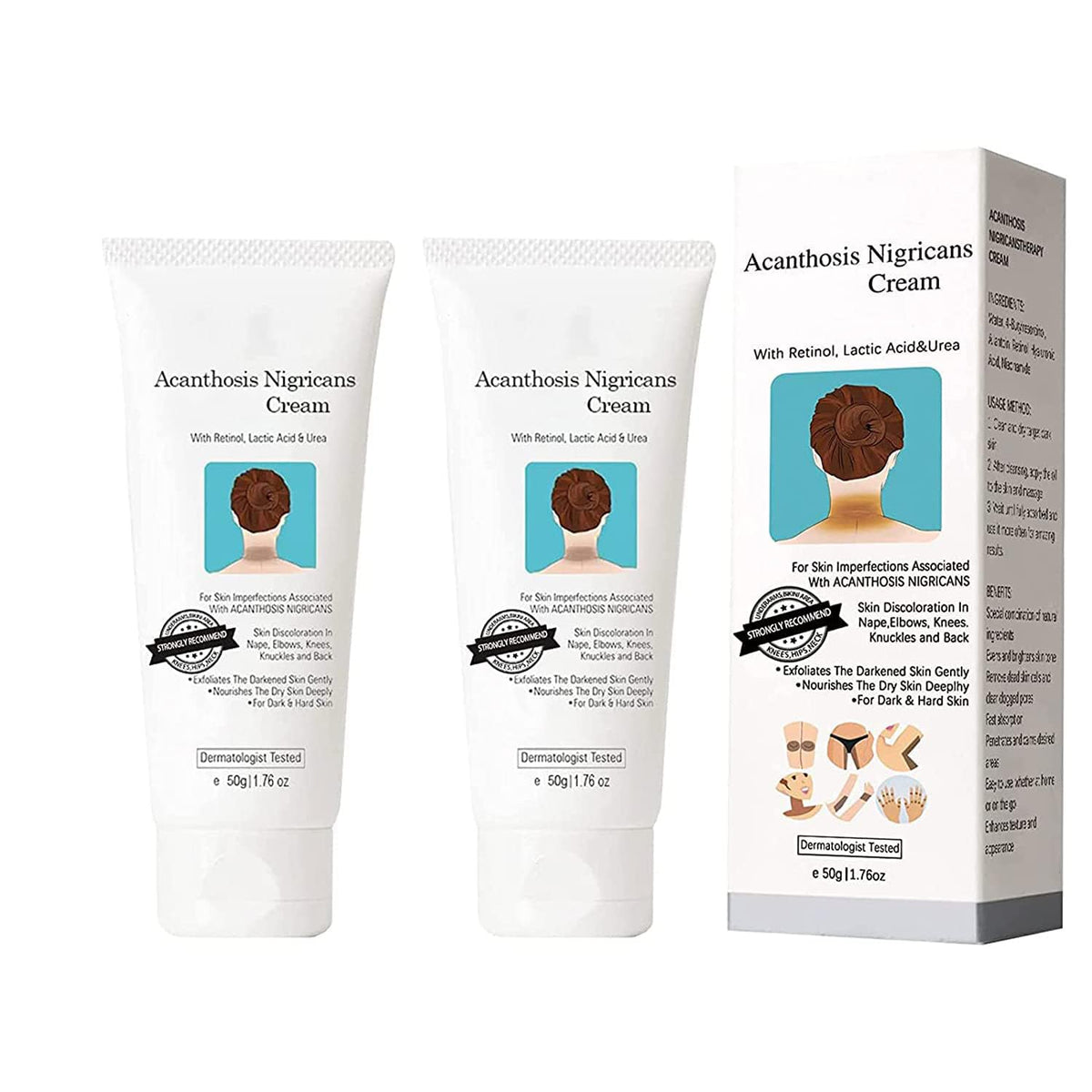 Virularty Nigrifree cream on neck nourishes and soothes dry skin.
