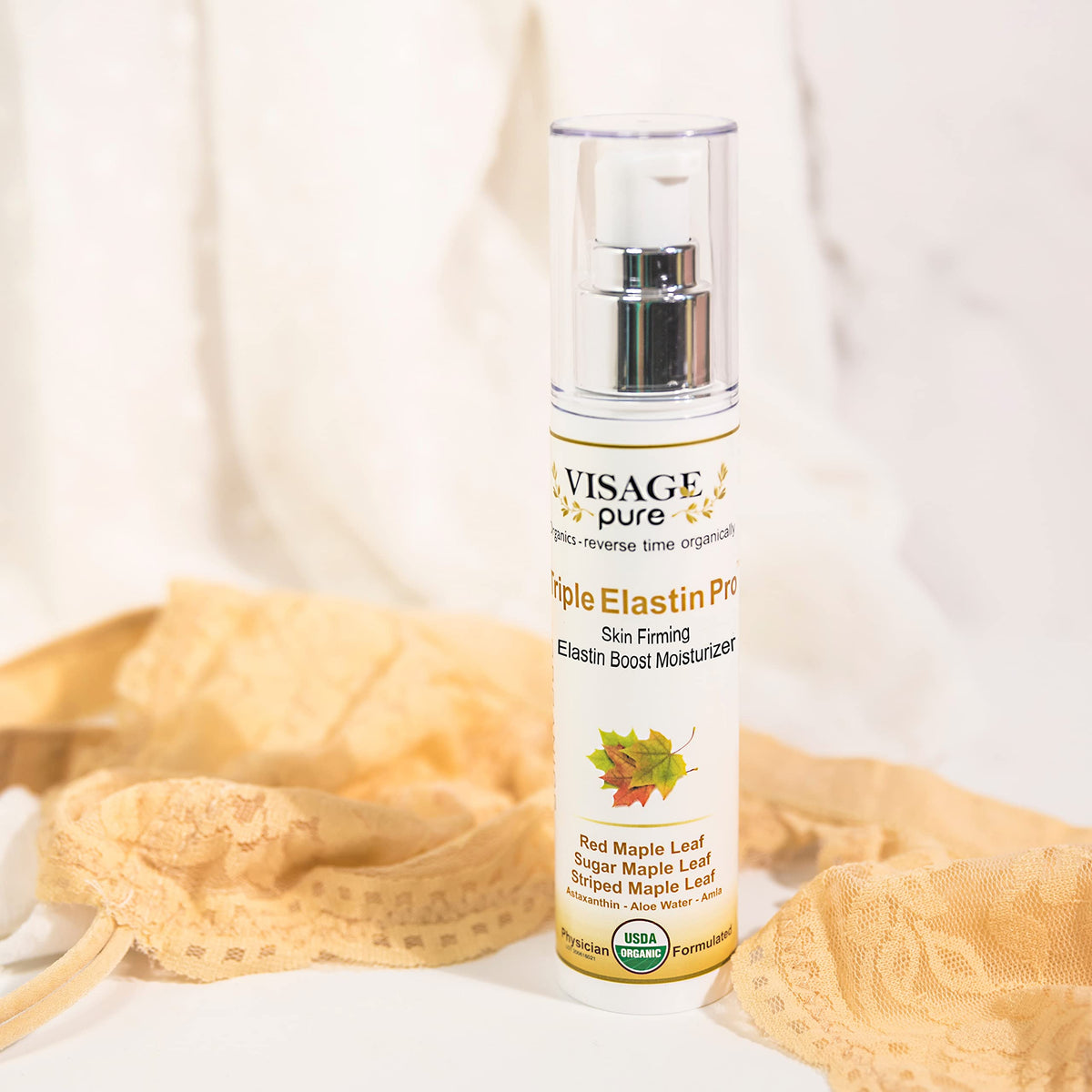 Visage Pure Triple Elastin Pro applied to hand shows quick absorption.