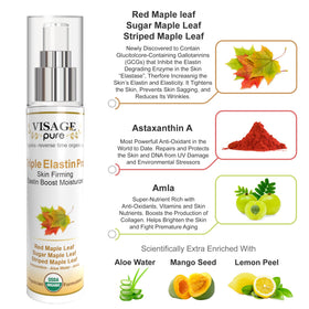 Visage Pure Triple Elastin Pro cream spread on skin for hydration and glow.