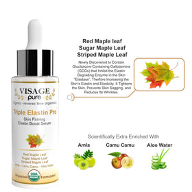 Visage Pure serum pump application shot shows easy, quick absorption and elasticity support.