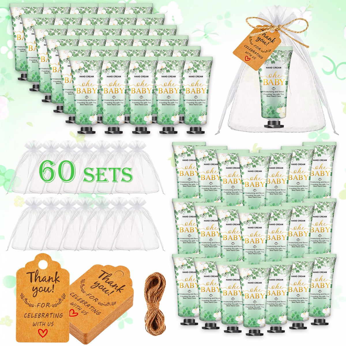 VISCOO Oh Baby 60-set hand lotion pack, ideal for baby showers and party favors.