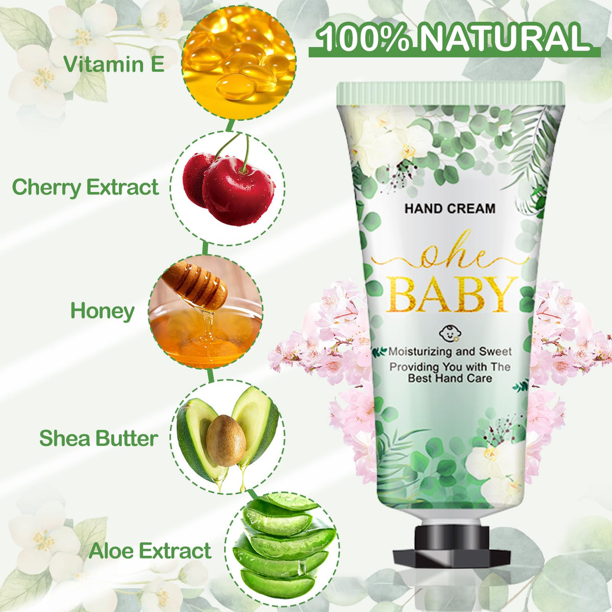 VISCOO Oh Baby cherry blossom fragrance hand cream bottle for guests' keepsake gifts.