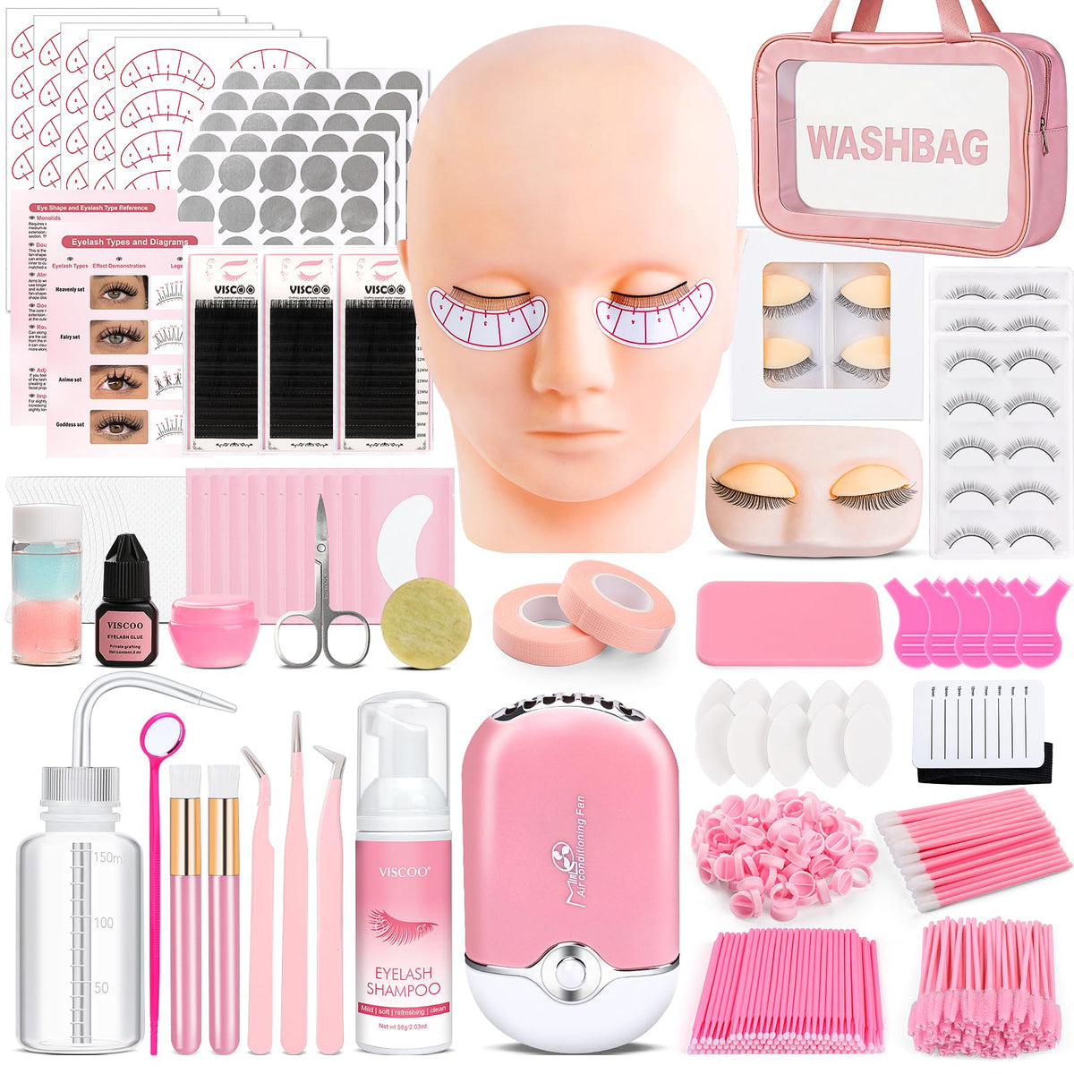 VISCOO mannequin head for realistic lash training and technique practice