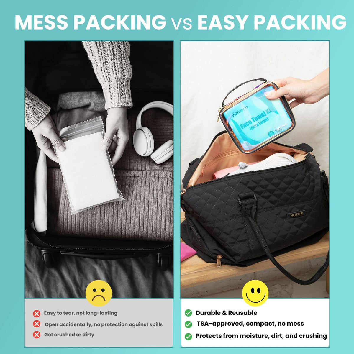 Visfresh slim lightweight travel, fits in handbags and carry-ons for easy access.