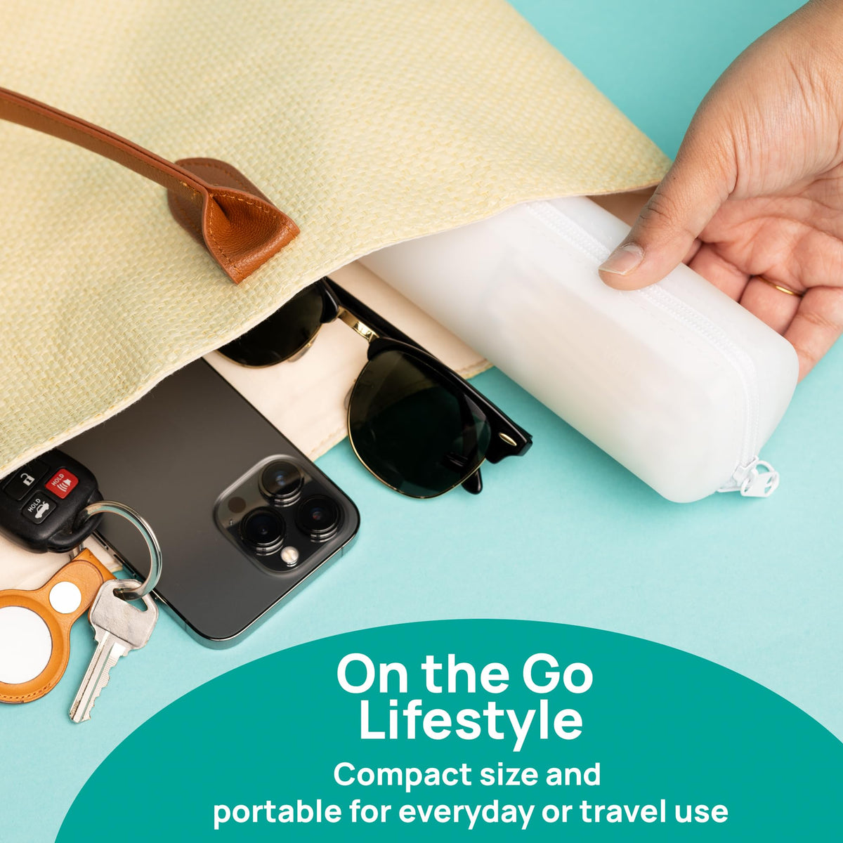 Visfresh travel case compact size fits easily in purses and bags.