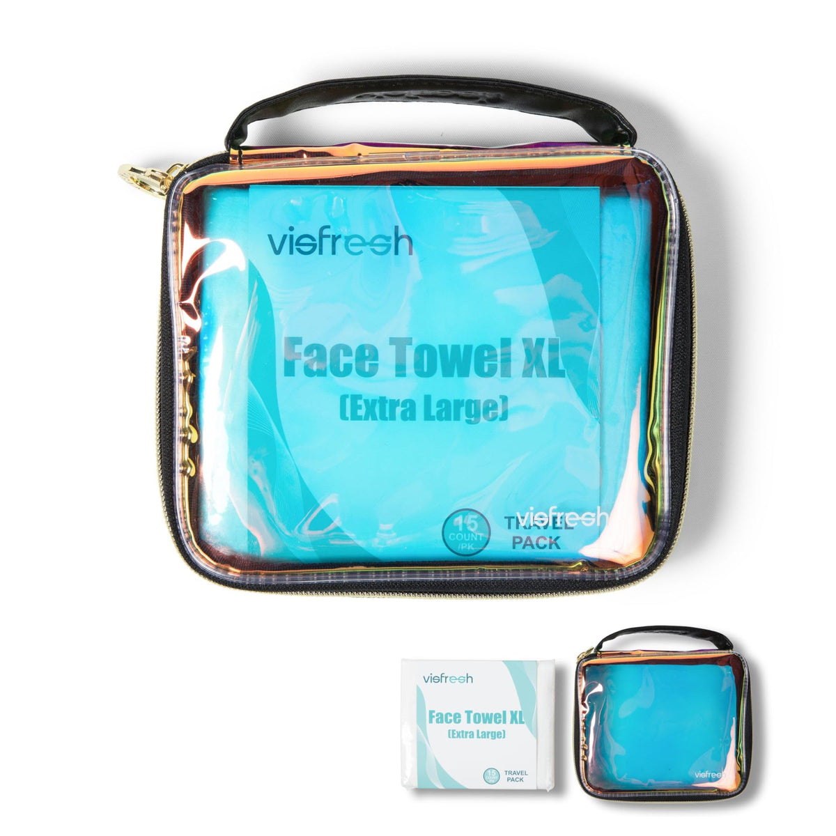 Visfresh travel case, transparent design, keeps skincare tools organized on the go.