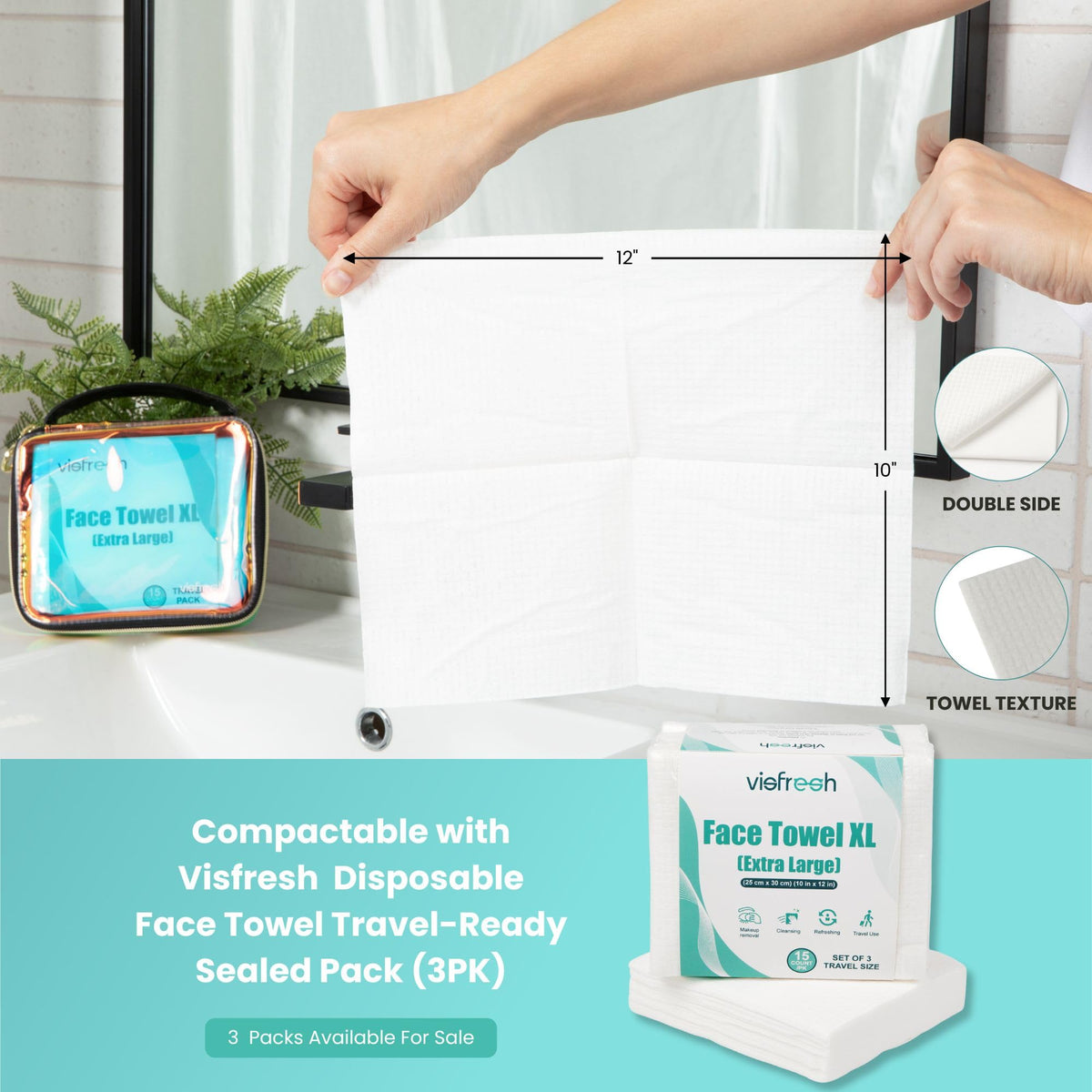 Visfresh waterproof case, clear design shows contents and protects towels.