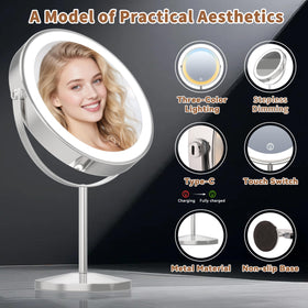 VisionSphere 9-inch magnifying mirror offers 10x detail for precise brow shaping and lash work