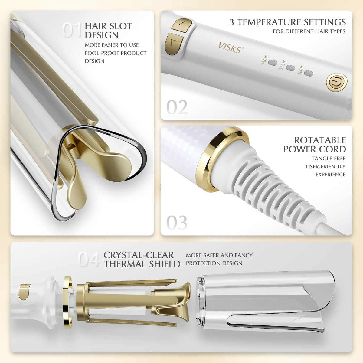 VISKS dual-voltage design supports international travel and styling.
