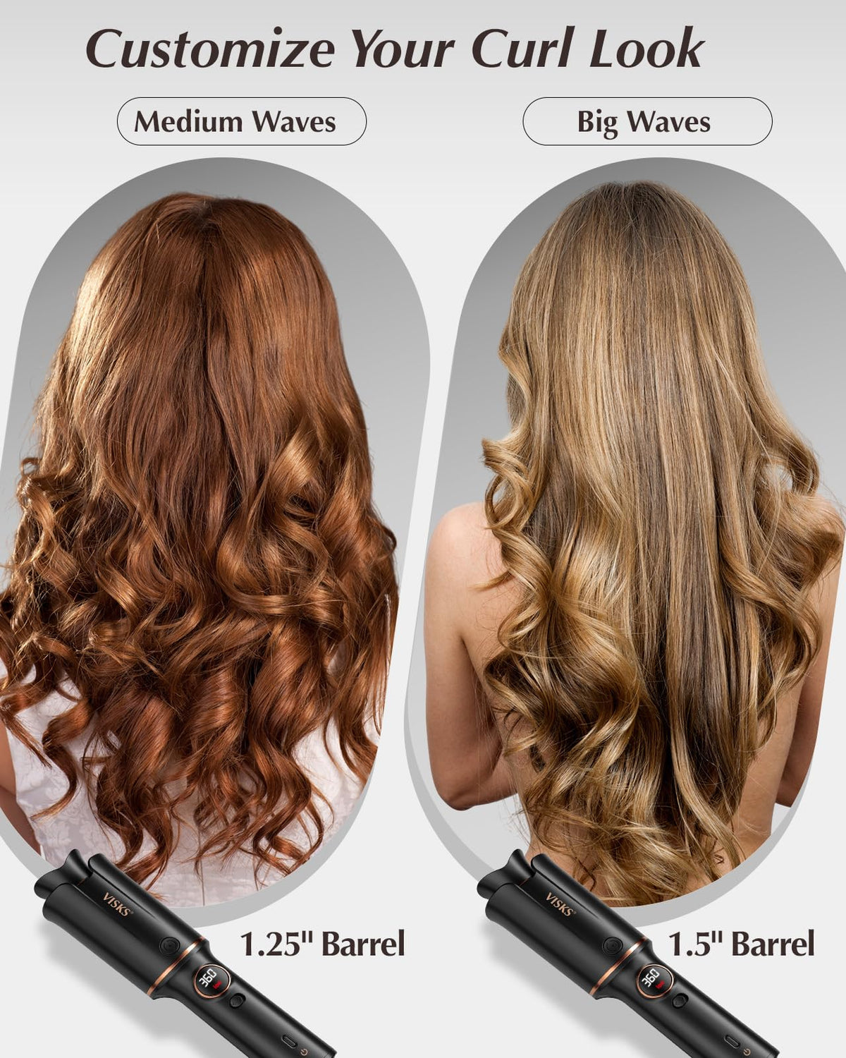 VISKS V668 Pro keratin-coated barrel nourishes strands.