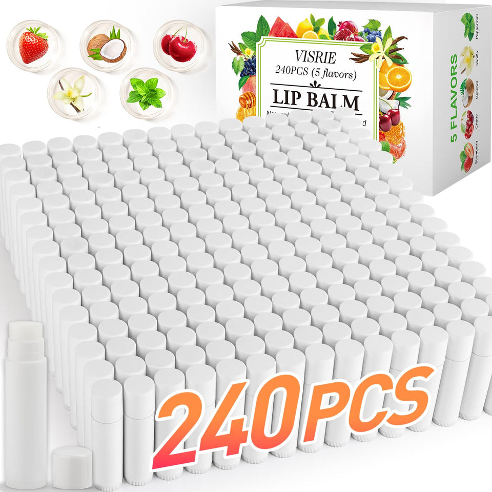 VISRIE 240-pack lip balm unlabeled tubes ideal for custom labeling campaigns