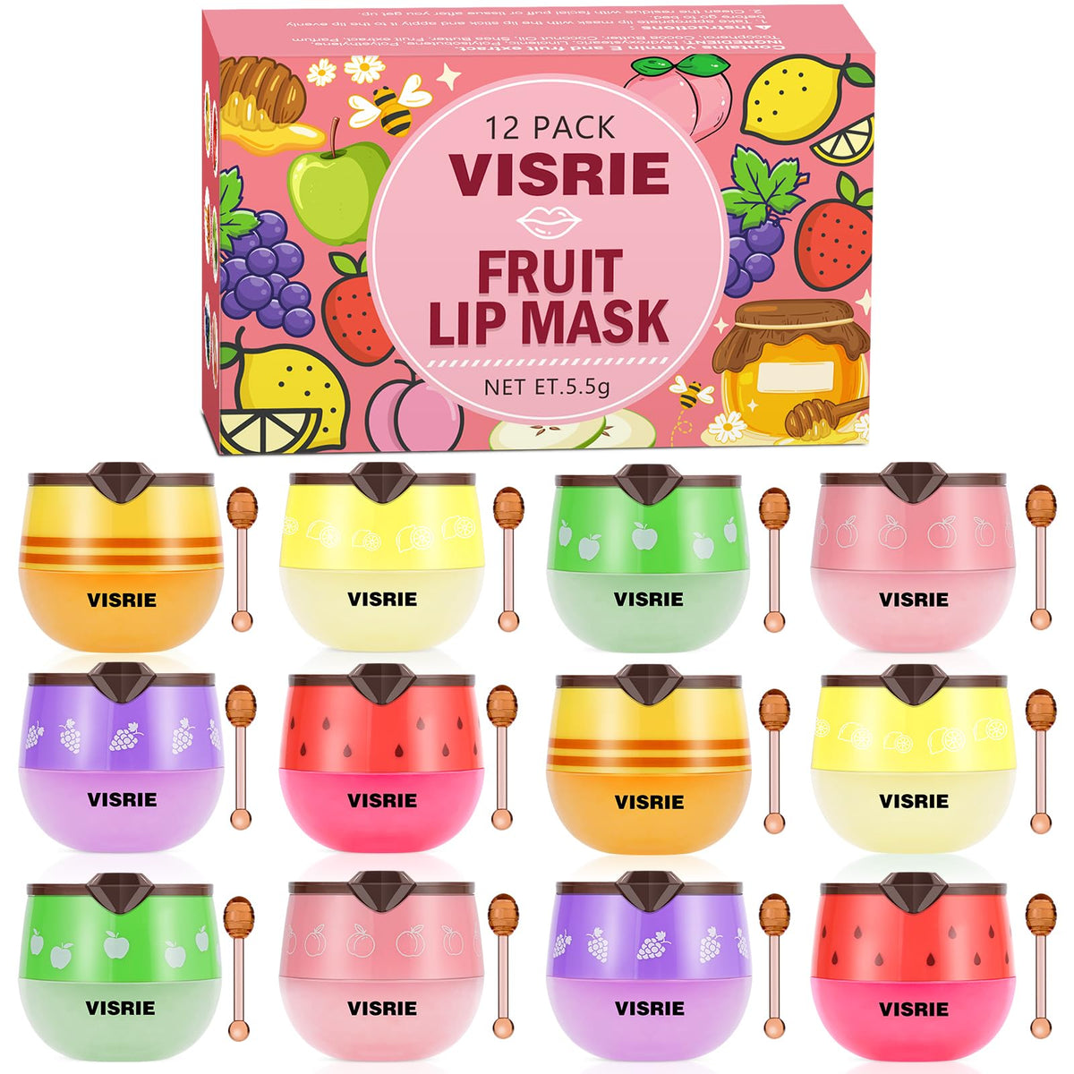 VISRIE bee lip balm honey pot packaging for compact daily lip care.