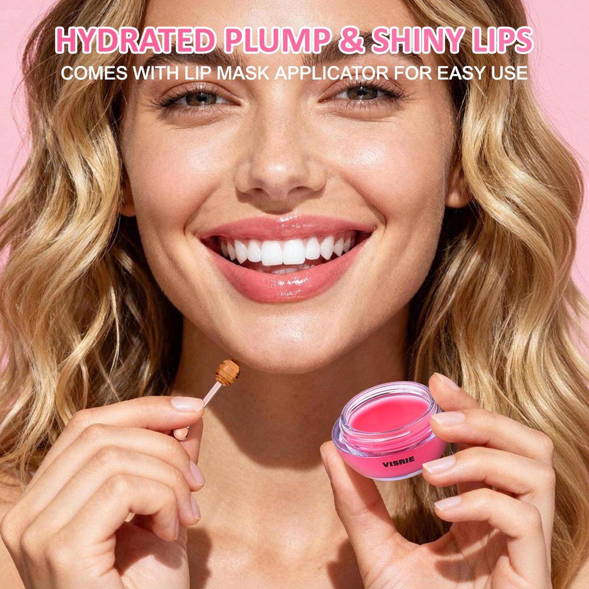 VISRIE peach flavor lip mask with gentle fragrance for daytime wear.