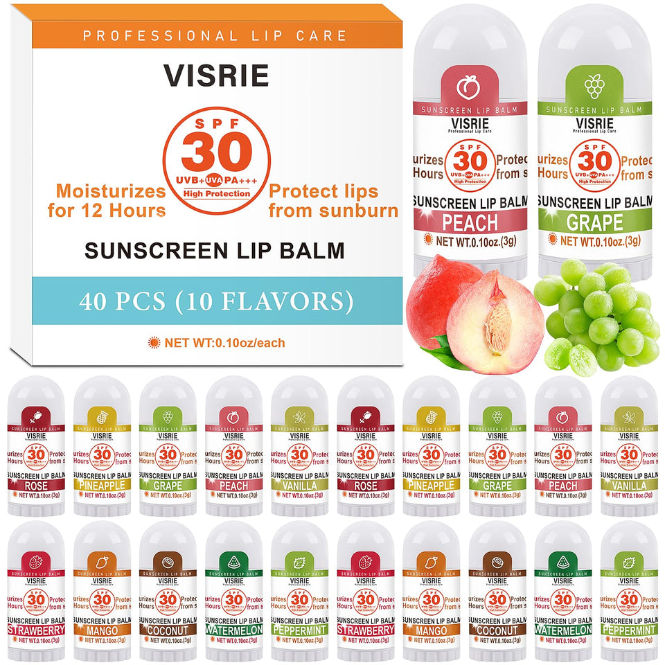 VISRIE SPF 30 mini lip balm front view for sun protection on the go.