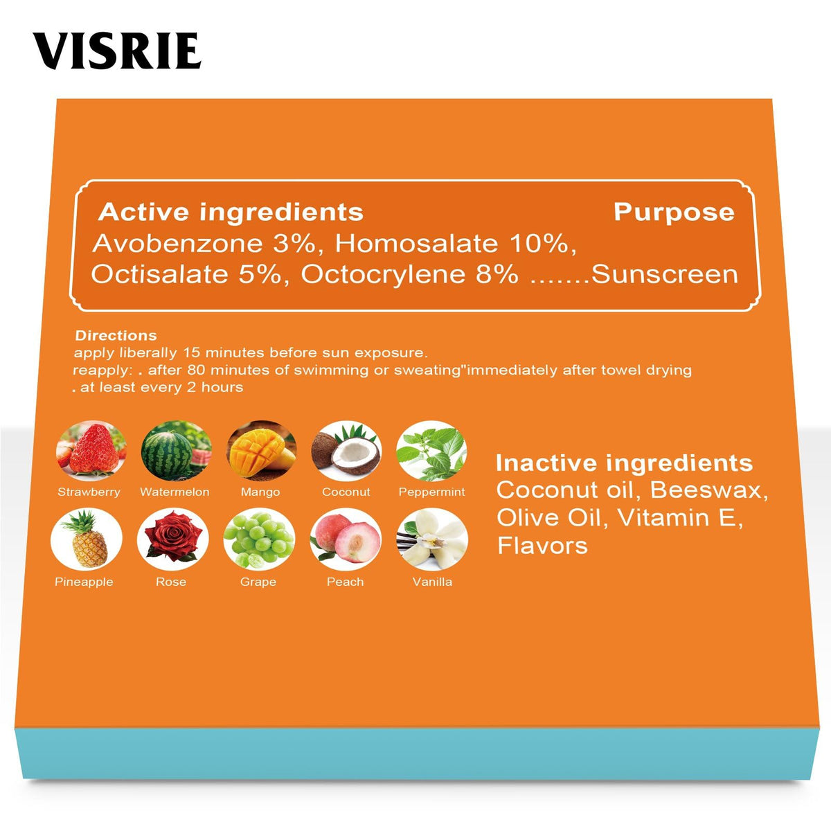 Coconut oil and Vitamin E ingredients highlighted on VISRIE balm packaging.