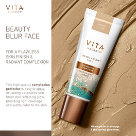 Close-up of Vita Liberata Beauty Blur Face showing sheer tint for flawless skin