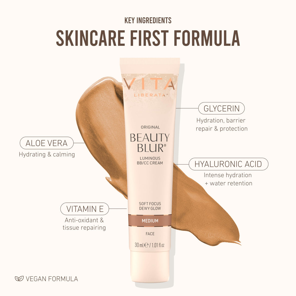 Ingredients highlight hyaluronic acid in Vita Liberata Beauty Blur