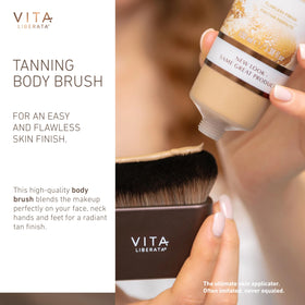 Vita Liberata Body Brush blends makeup over face and neck for natural results.