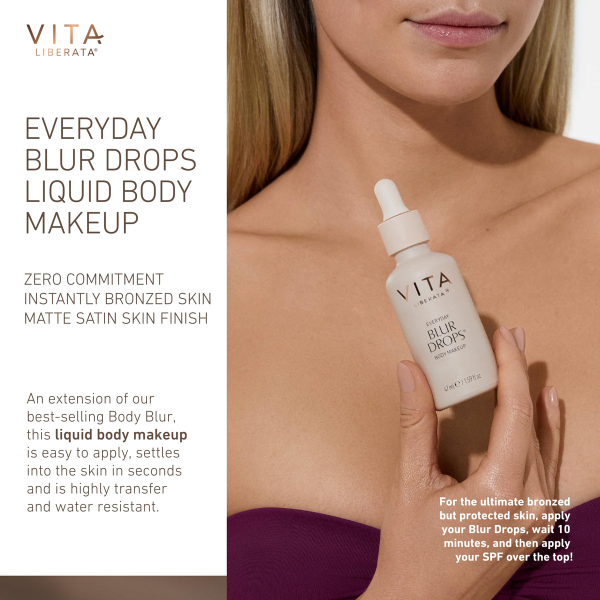Vita Liberata Everyday Body Blur Drops arm application showing seamless blend