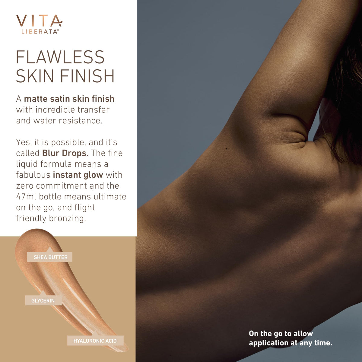 Vita Liberata Everyday Body Blur Drops satin finish close-up natural glow