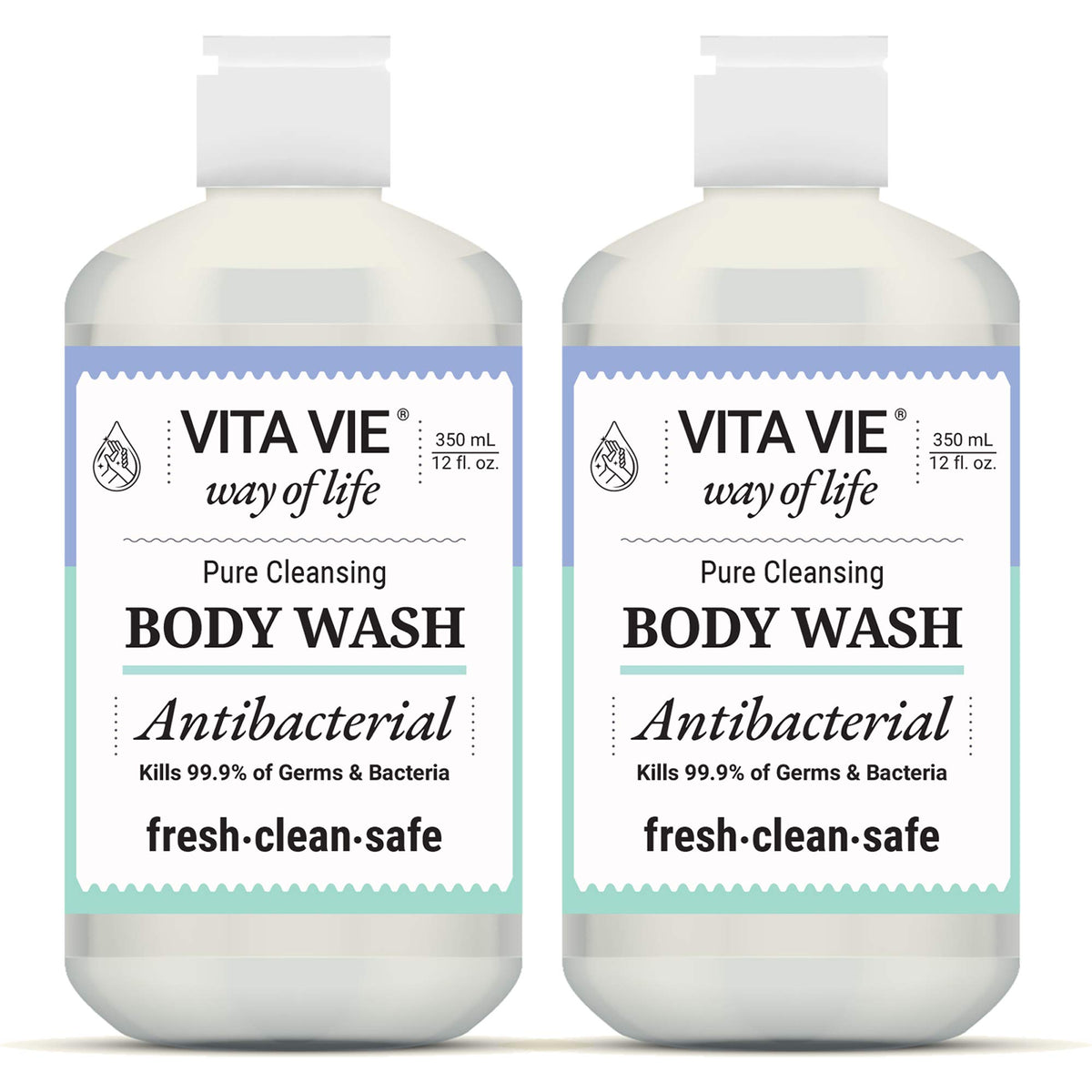 Vita Vie Body Wash lemon bottle front view for daily refreshing cleanse.