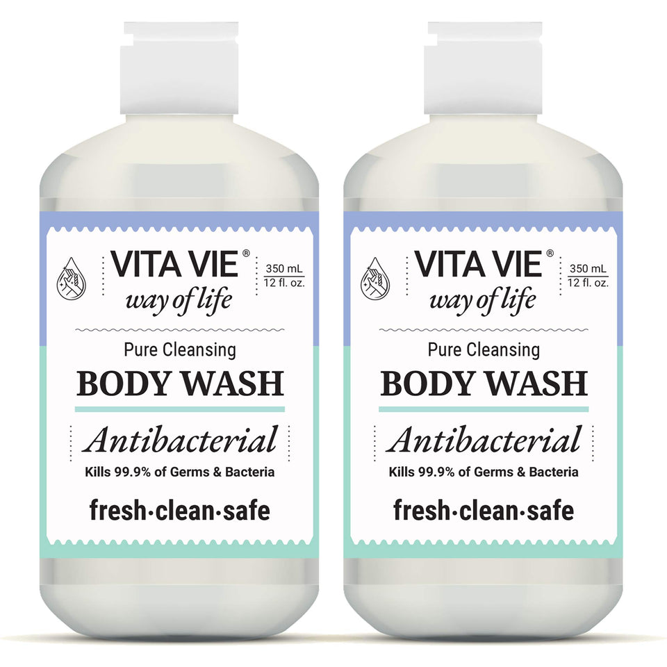 Vita Vie Body Wash lemon bottle front view for daily refreshing cleanse.