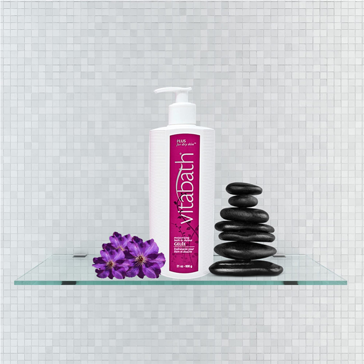 Vitabath Plus jasmine and violet scent creates spa-like aromatics in shower.