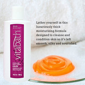 Vitabath Plus rich gelee cleanser provides conditioning.