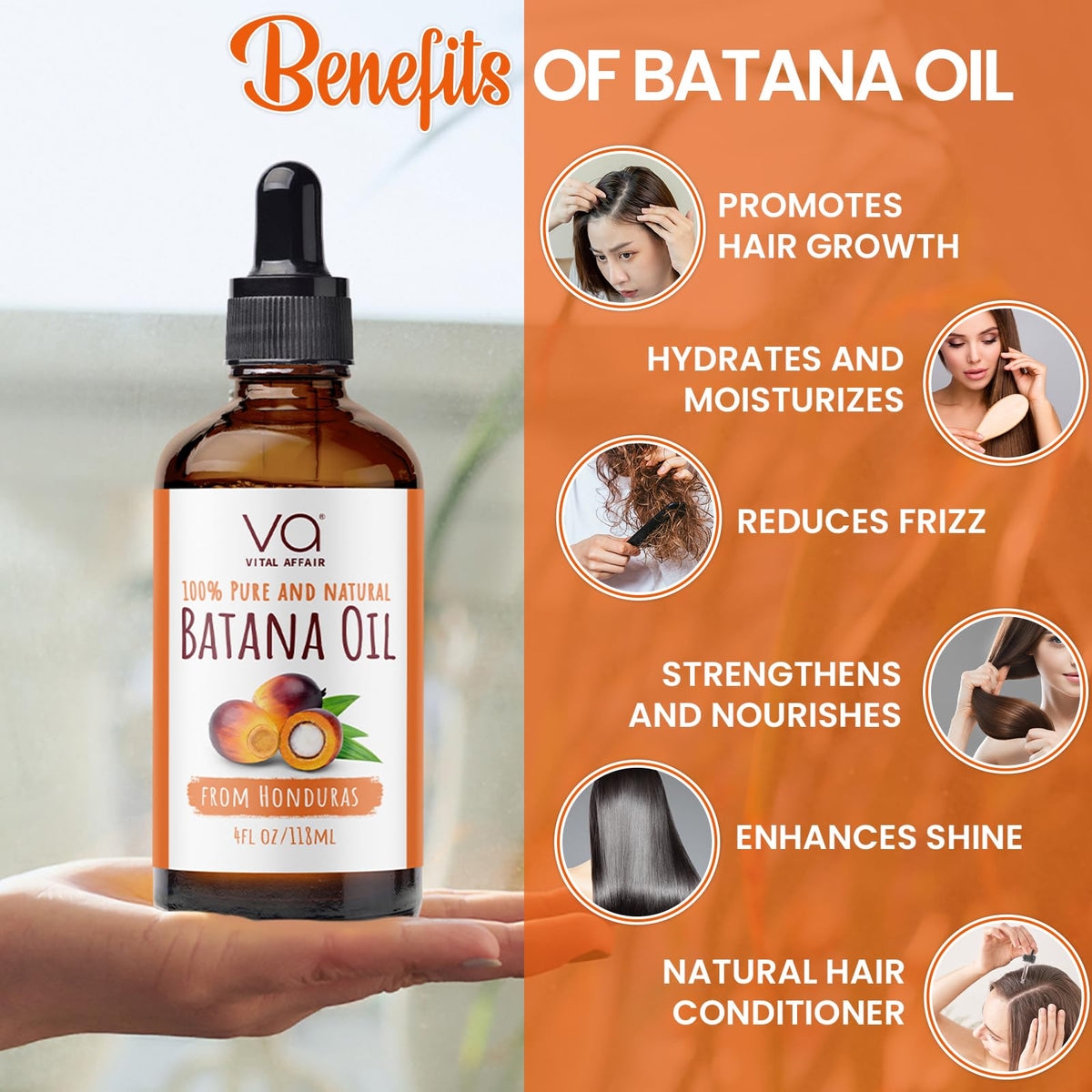VITAL AFFAIR Batana Oil anti-frizz effect on styled hair