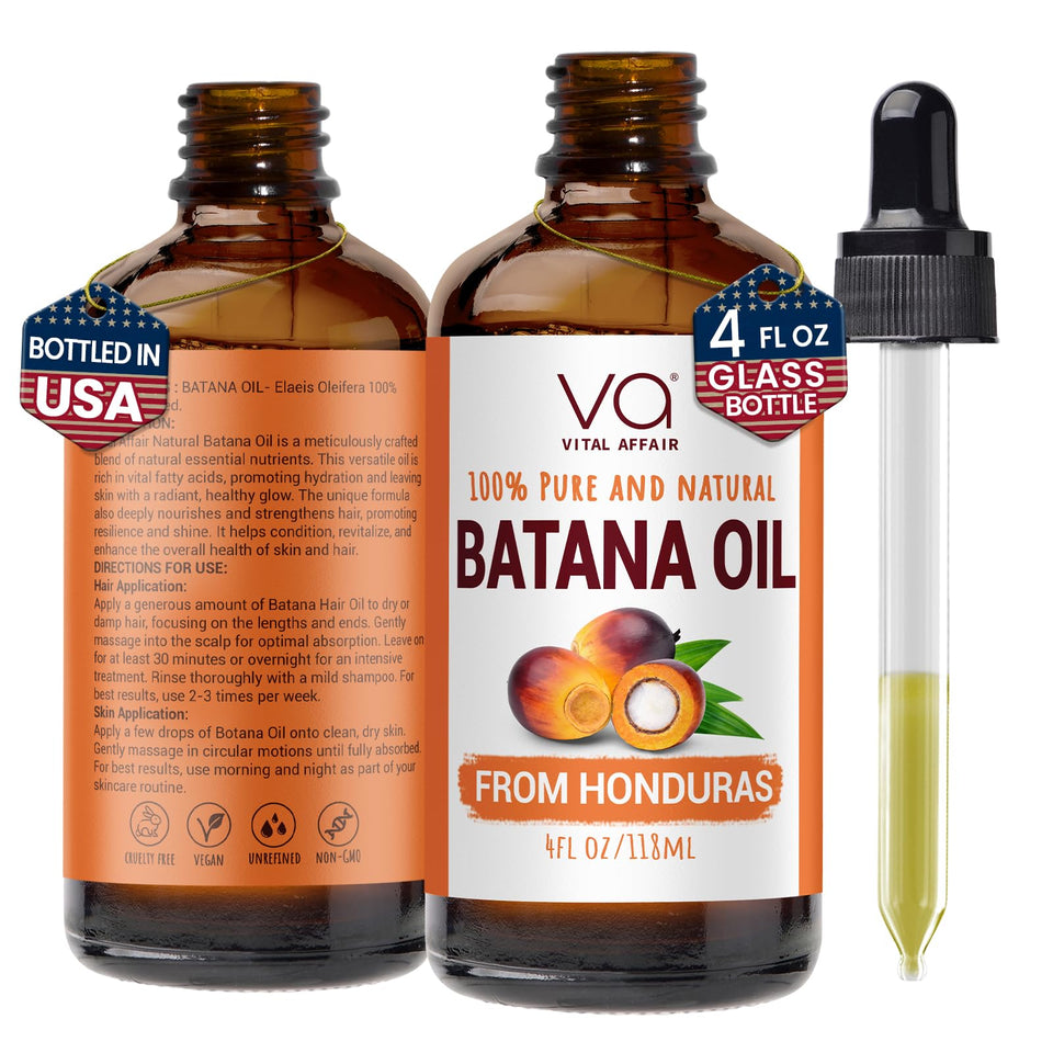 VITAL AFFAIR Batana Oil bottle pour showing pure hair nourishment potential