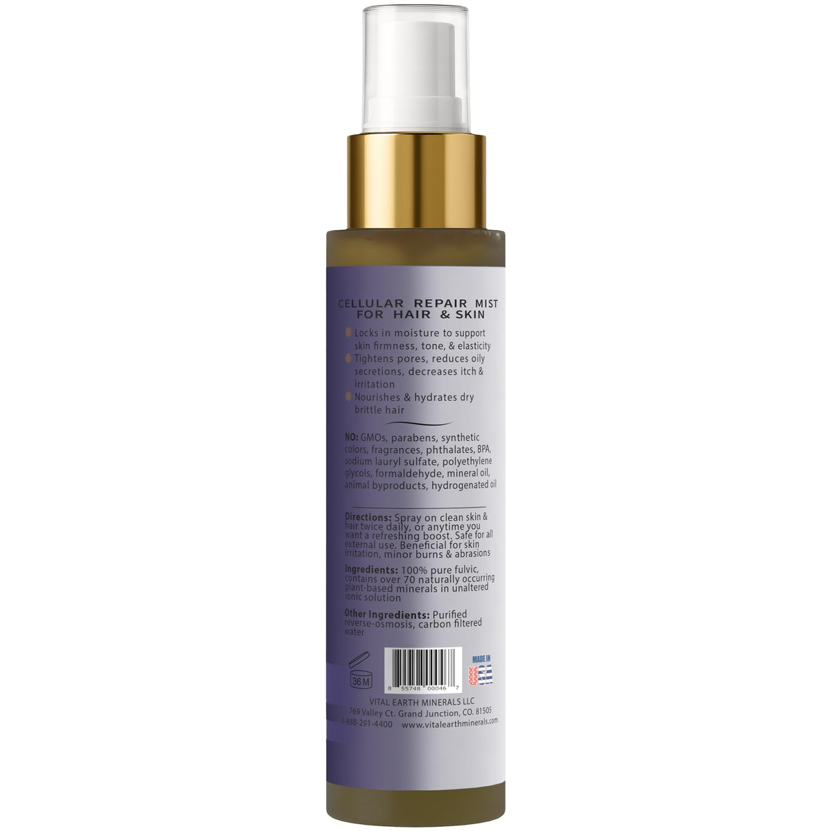 Vital Earth Minerals facial mist spray delivers refreshing moisture throughout the day.
