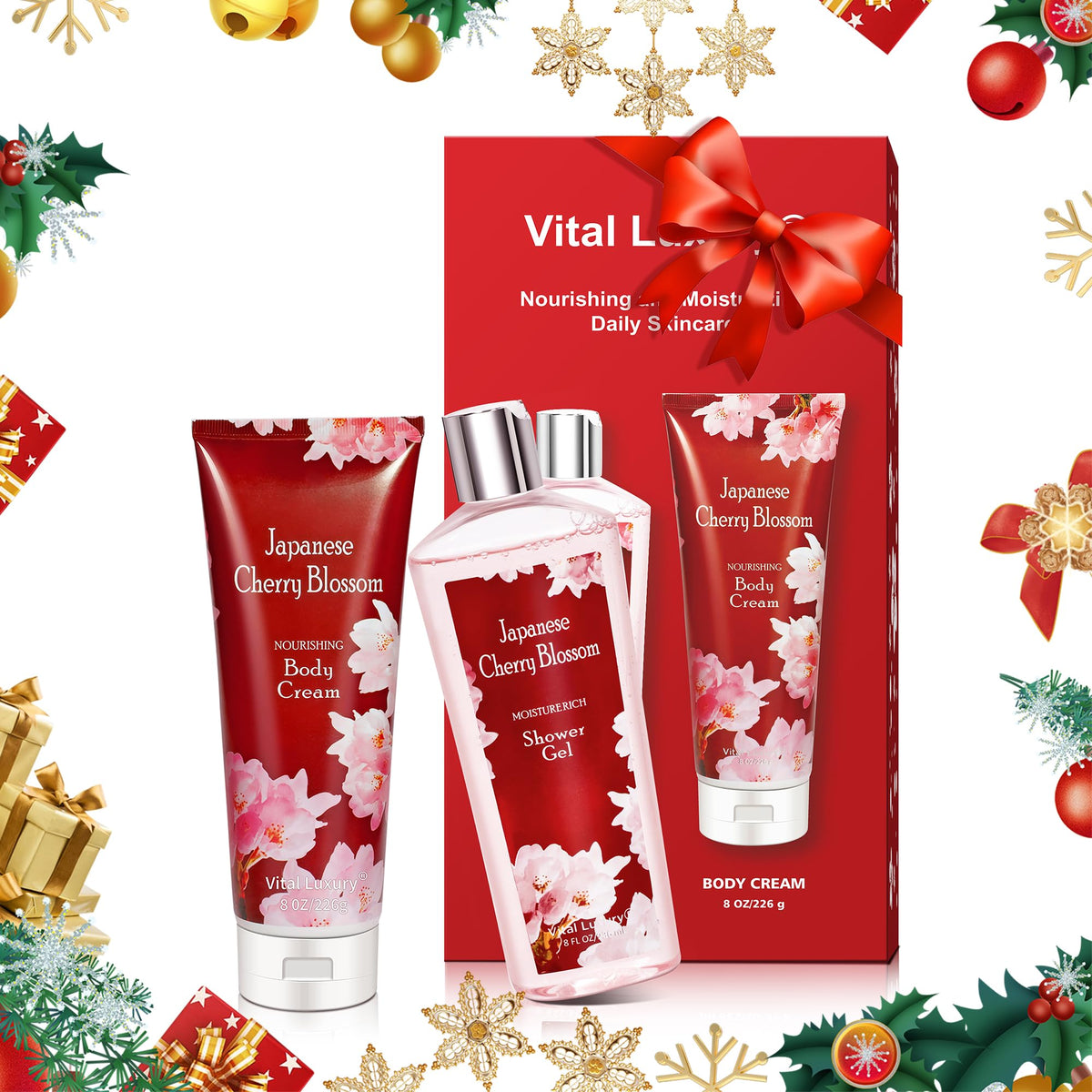 Vital Luxury Cherry Blossom Body Cream tube highlighting rich moisture for lasting softness