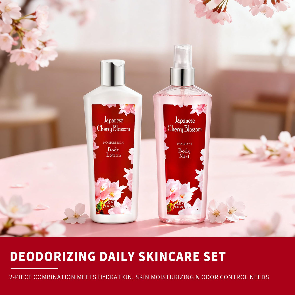 Elegant cherry blossom packaging emphasizing gift-ready presentation.