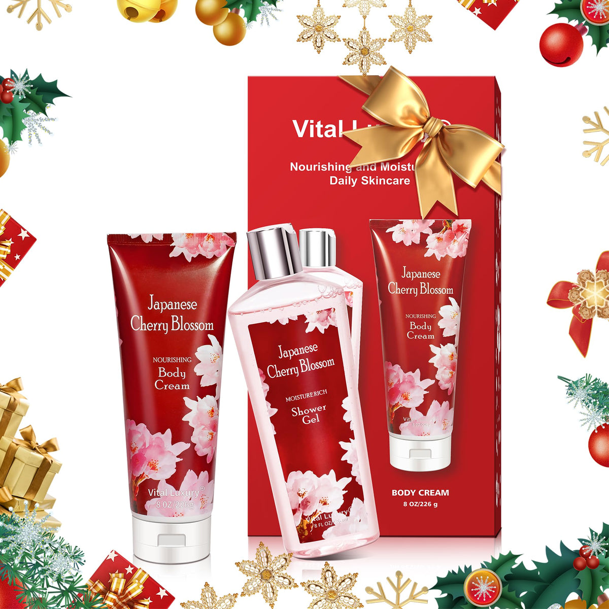 Vital Luxury Japanese Cherry Blossom Body Cream tube delivering quick-absorbing hydration after shower