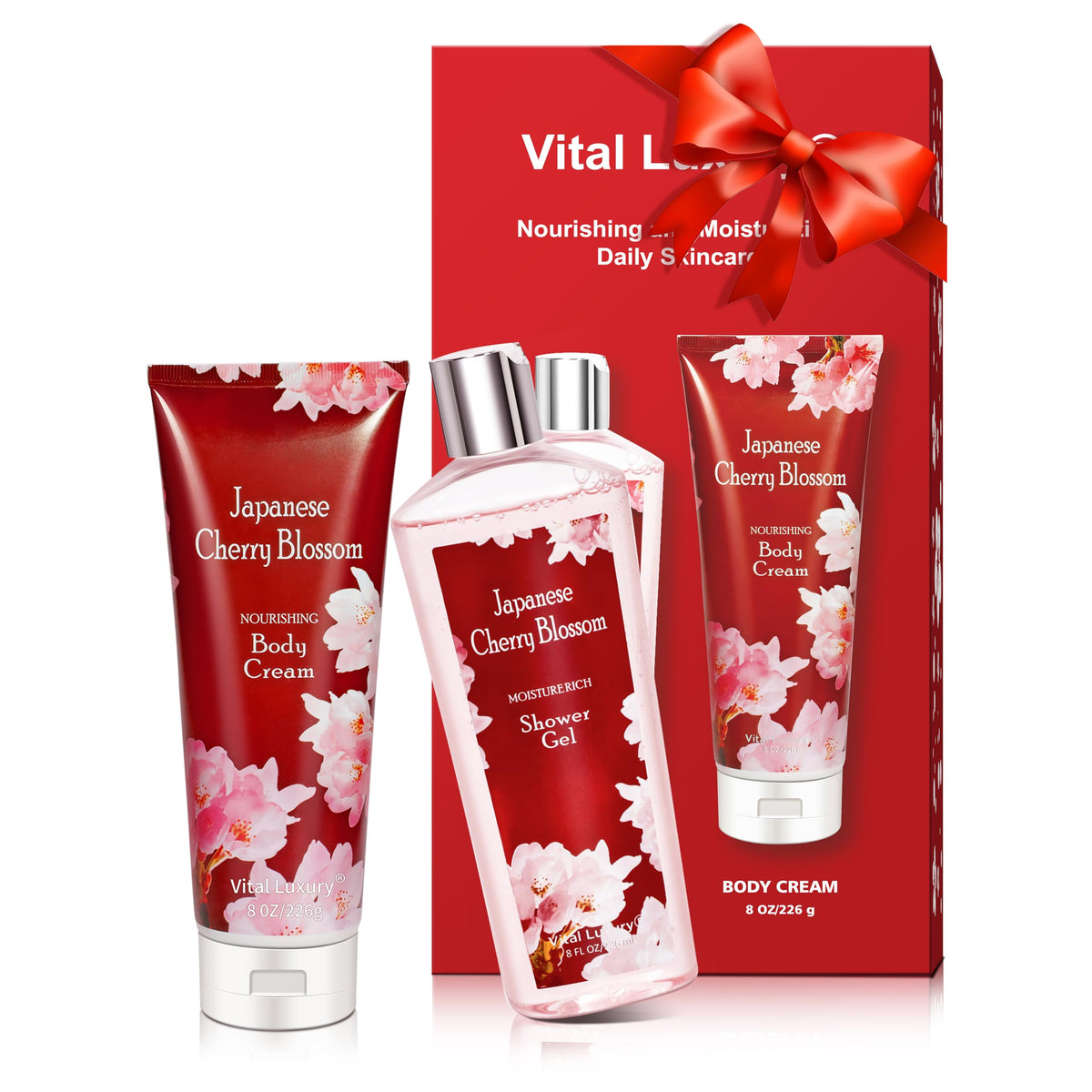 Vital Luxury Japanese Cherry Blossom Shower Gel bottle with Sakura fragrance for daily refreshment