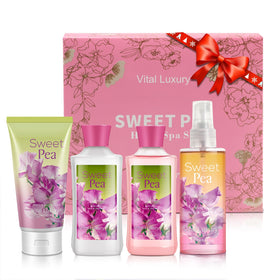 Vital Luxury Sweet Pea body lotion bottle hydrates for soft, smooth skin