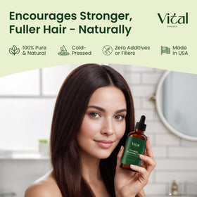 Vital Strands rosemary oil hair growth action hints at thicker strands.
