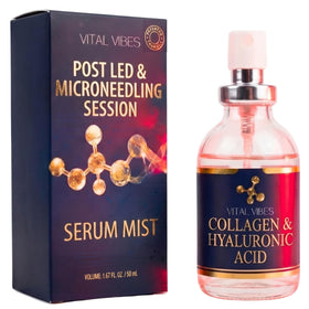 Vital Vibes post red light therapy activation serum mist closeup bottle for post-session hydration