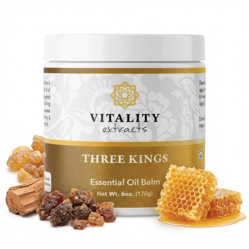 Vitality Three Kings Balm application enhances daily nourishment and lasting moisture.