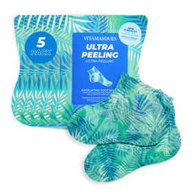 Vitamasques Foot Peeling Mask packaging with five-pair set for home care.