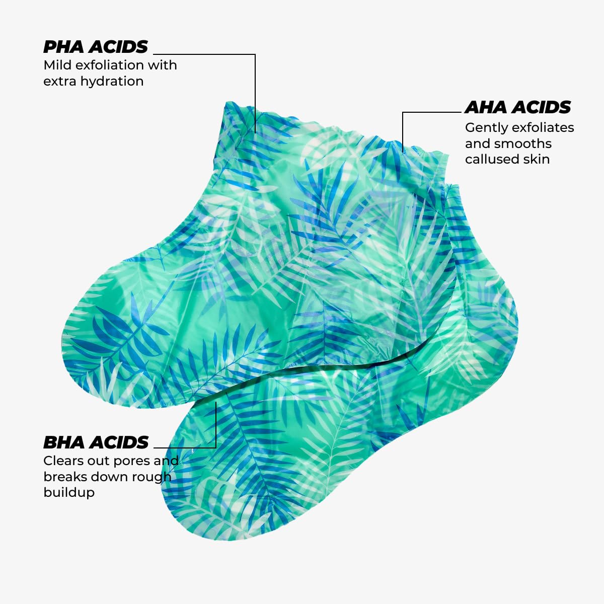 Vitamasques Foot Peeling Mask worn on feet for gentle exfoliation.