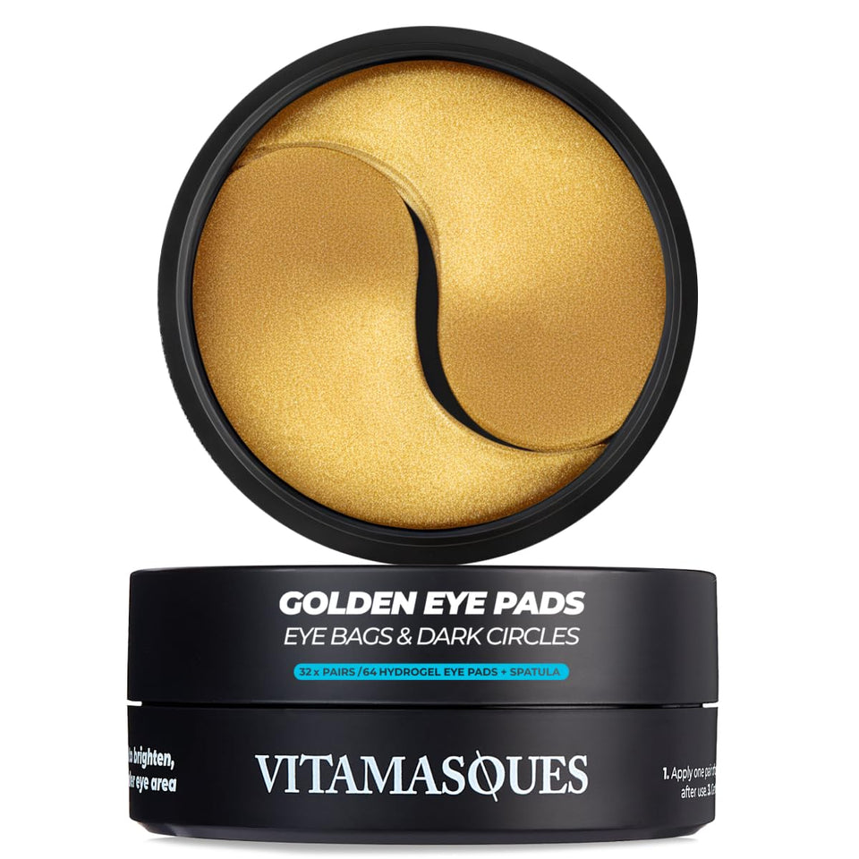 Vitamasques Golden Hydrogel Eye Pads pack close-up for refreshed under eyes.