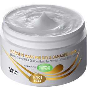 VITAMINS keratin hair mask packaging highlighting premium conditioning for dry hair
