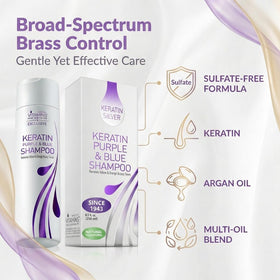 VITAMINS Keratin Purple Shampoo application on hands demonstrates easy daily use