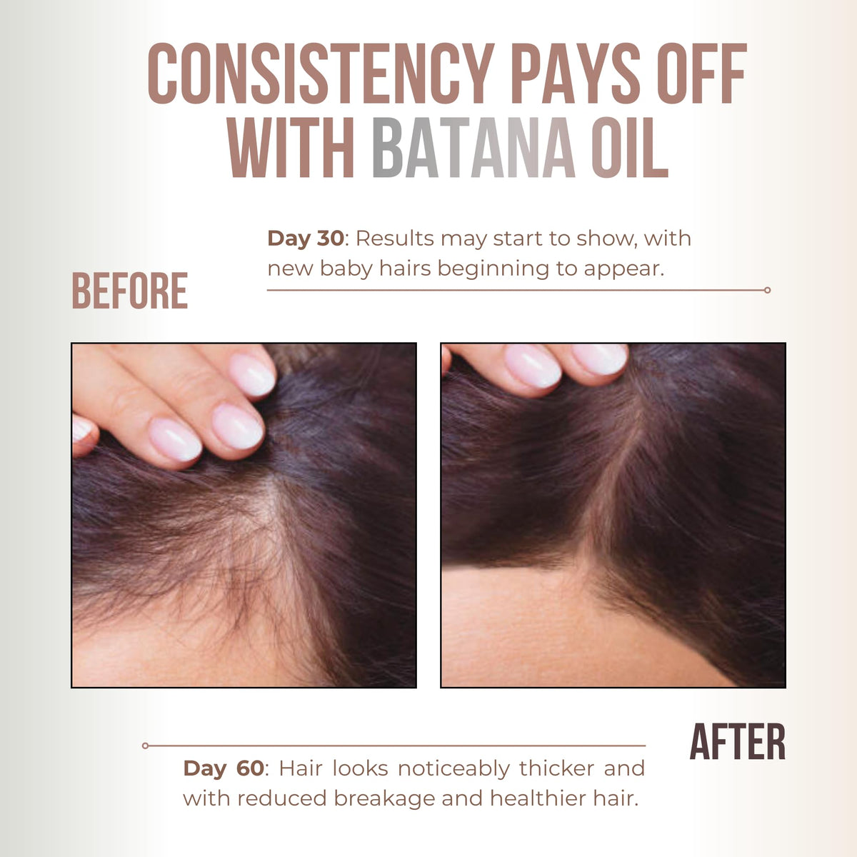 Vitamo Batana Oil being applied to hair to combat dryness.