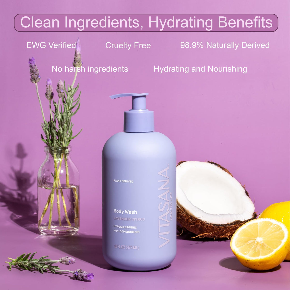 Vitasana EWG Verified seal on bottle label for trusted clean skincare.