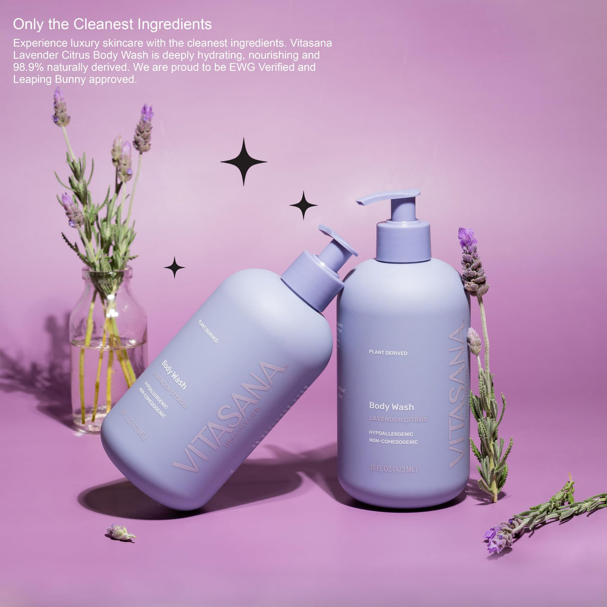 Vitasana hypoallergenic formula shown in hand, suitable for sensitive skin use.